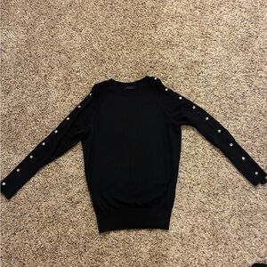 All Saints Black Sweater with Silver Button Accents
